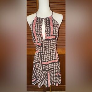 Black and Pink Patterned Mini Dress